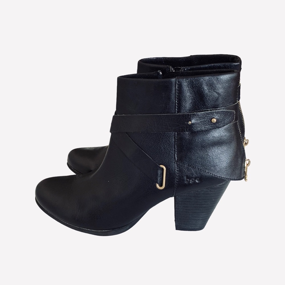 B.O.C BLACK LEATHER ANKLE BOOTS - Picture 3 of 15